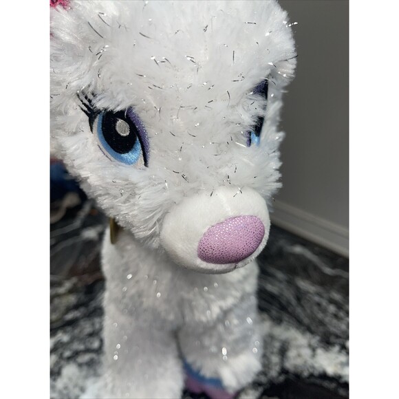 Build A Bear Glisten Reindeer Plush with Pink and Blue Swirl Antlers and Hooves - Picture 3 of 13
